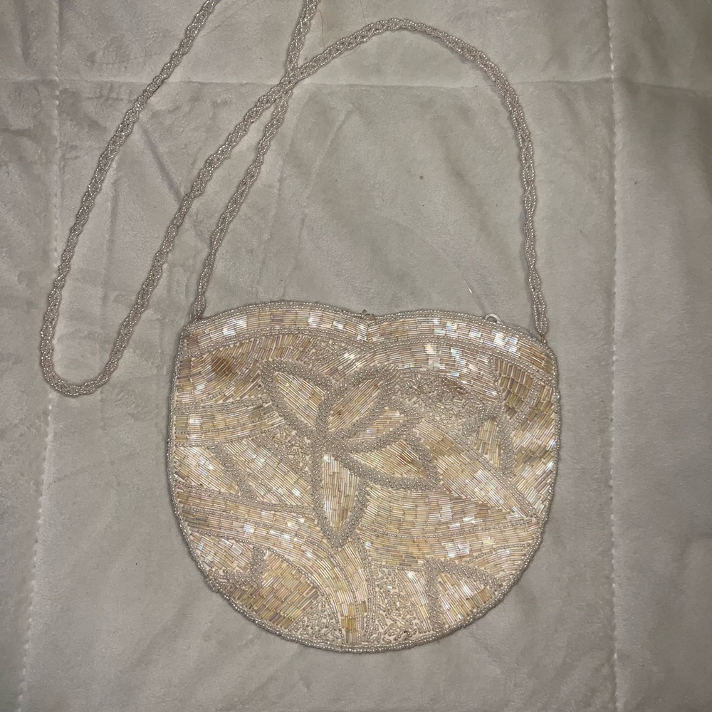 Vintage Cream Beaded Women's Bag